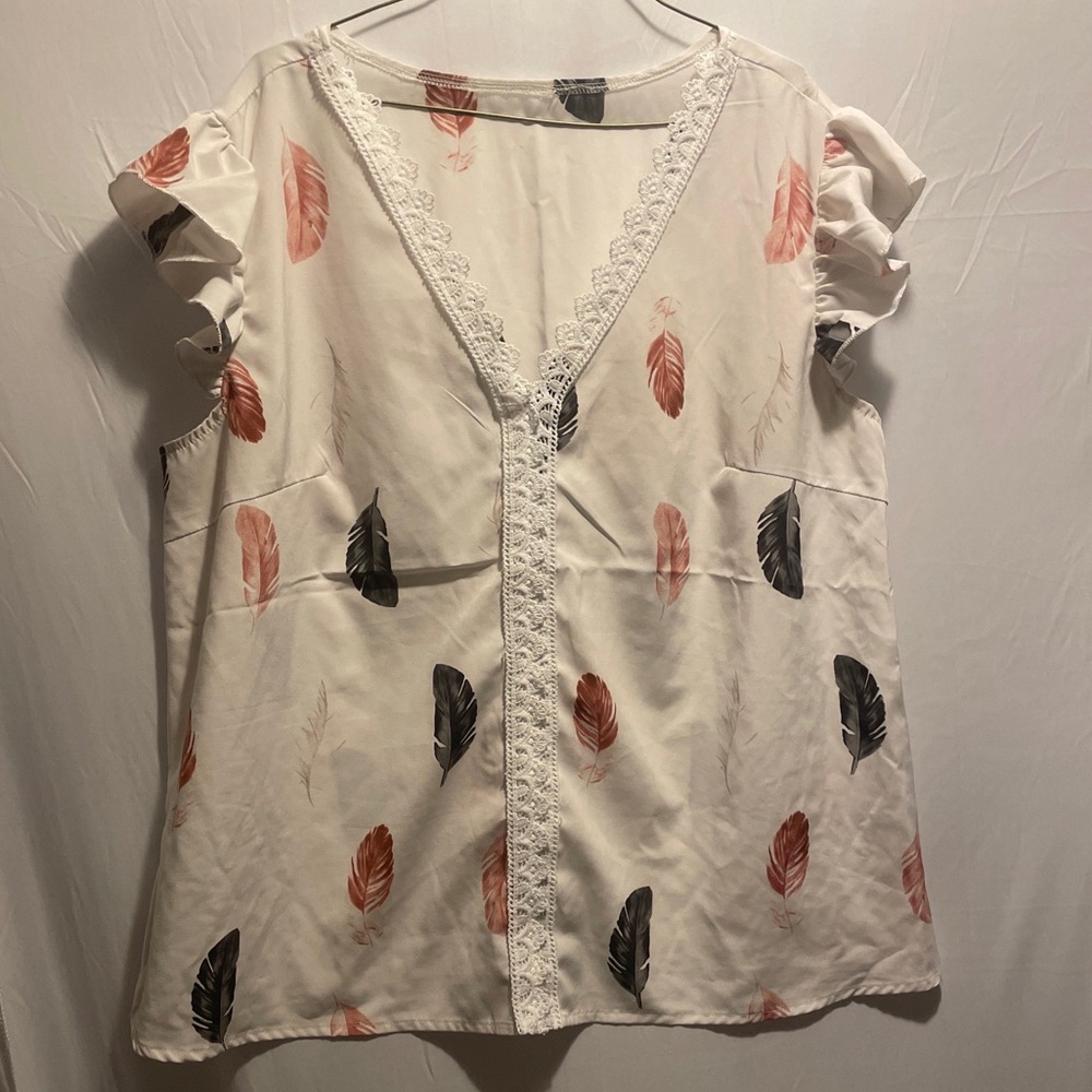 Shein Curve Feather Design Top Women’s Size 2X